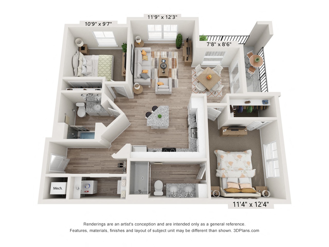 a 3 bedroom floor plan is shown in this image